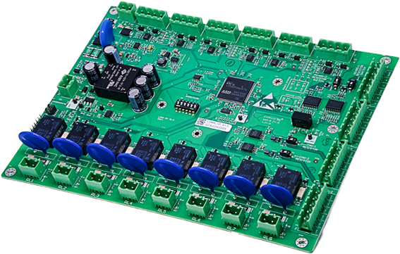 ICL8-GP515 industrial automation controller PCB board with 8 dry contact relay outputs, isolated power supply, dual RS-485 and CAN Bus interfaces, digital inputs for PLC replacement